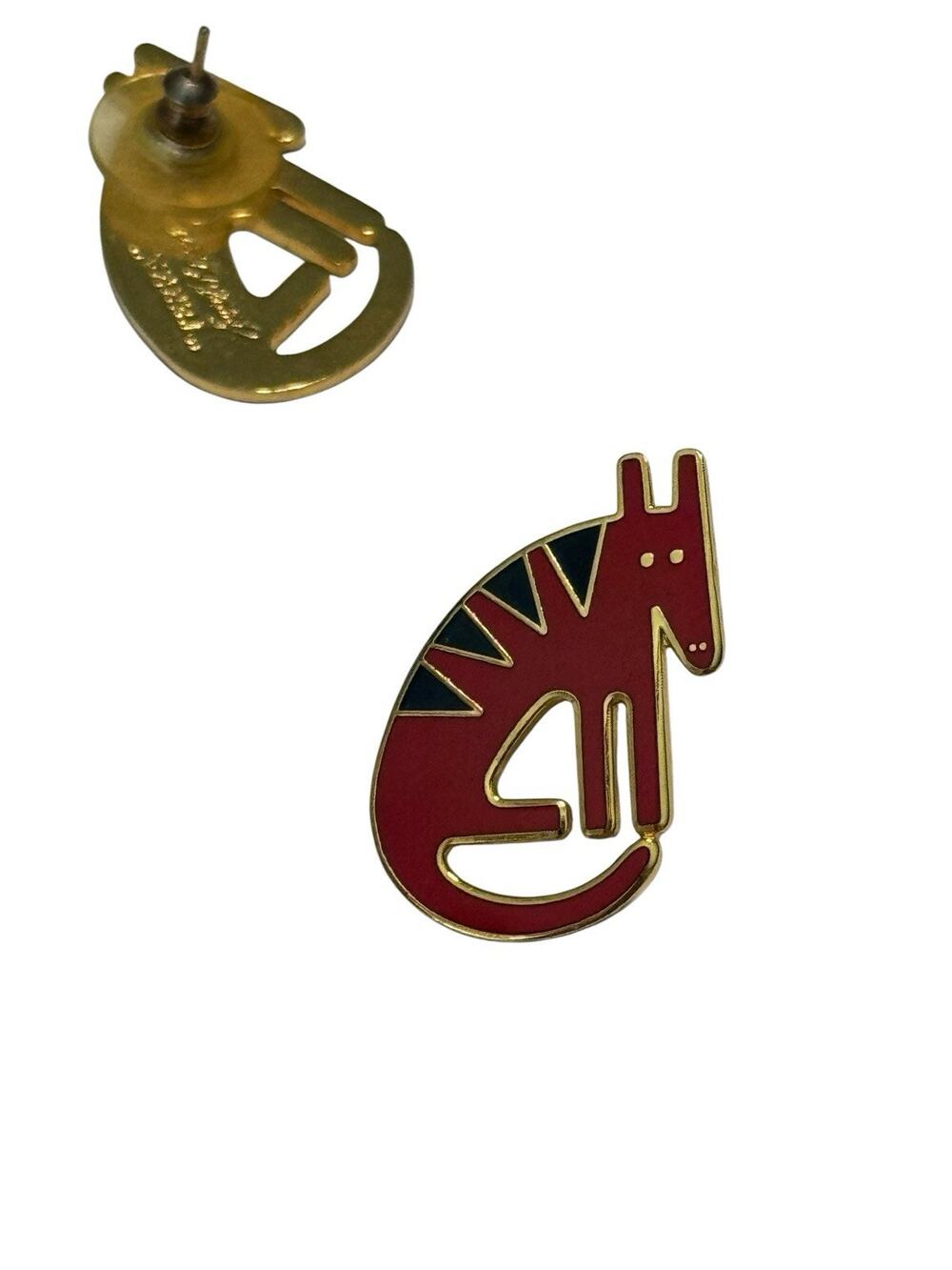 Vintage Laurel Burch Terra Pierced Earrings Coyote Southwestern Studs